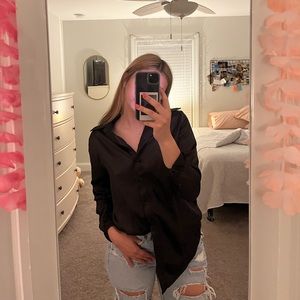 Black (silk?) button down